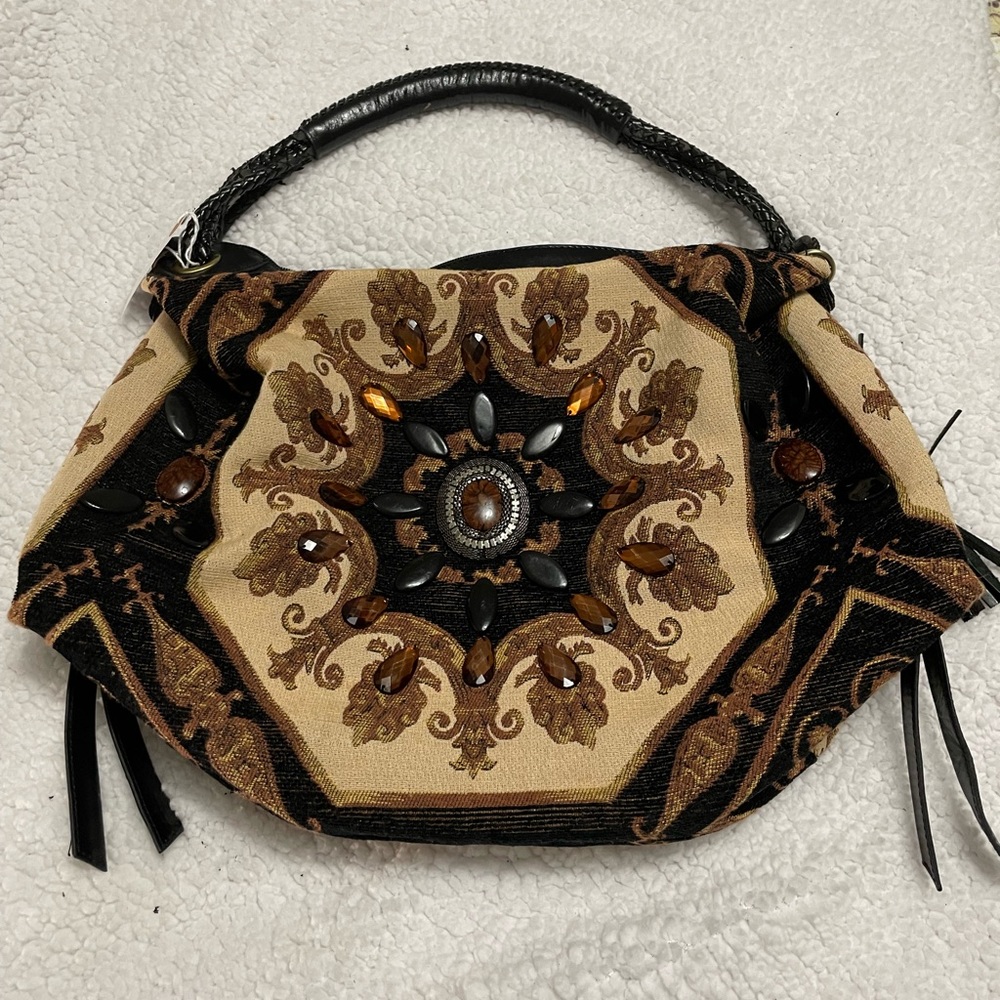 Sharif tapestry jeweled hand or should bag $50